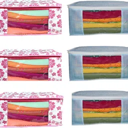CHAMPARAN Non Woven Fabric Saree Cover/Clothes Organiser for Wardrobe Set Cotton Laundry Bag-picture-28