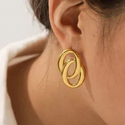 Designs & You Stainless Steel Gold-Plated Geometric Drop Earrings-picture-31