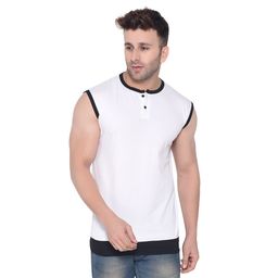 BEYOU FASHION Henley Neck Sleeveless Slim Fit T-shirt-picture-29