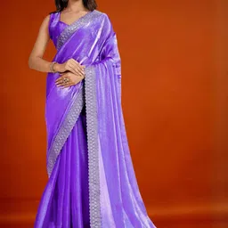 MEAVEN FEB Embellished Barbie Blush Jimmy Choo Stone Work Saree with Designer Border-image-38