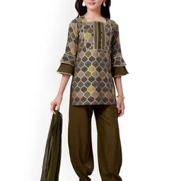 MASTARANG Girls Printed Regular Thread Work Kurti with Salwar-picture-42