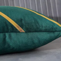 Vinayaka Fab Set Of 2 Green Velvet Square Cushion Covers image 4