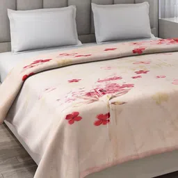Monte Carlo Beige & Red Floral Heavy Winter 300 GSM Double Bed Blanket-picture-40