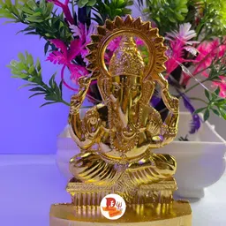 DARIDRA BHANJAN Gold-Toned Ganesha Religious Idol Showpiece image 5