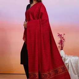 WEAVERS VILLA Striped Woven Design Shawl With Tassels Border image 5