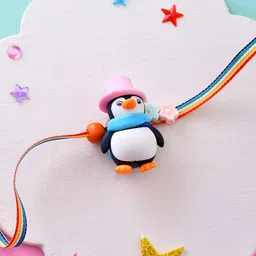 Aapno Rajasthan Chill Vibes with Winter-Ready Penguin Rakhi with Roli Rice & Greeting Card image 1