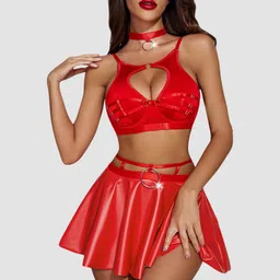 styledose Women Self Design Halter Neck Babydoll-picture-16