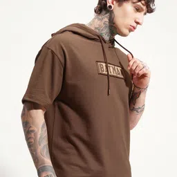 HIGHLANDER Batman Printed Hooded Drop-Shoulder Sleeves Oversized T-shirt image 5