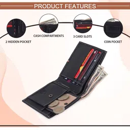 MATIN LIFE Men Leather Two Fold Wallet image 4