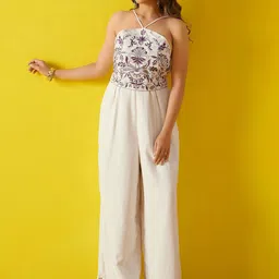 Anouk Women Self Design Cotton Basic Jumpsuit with Embroidered image 5