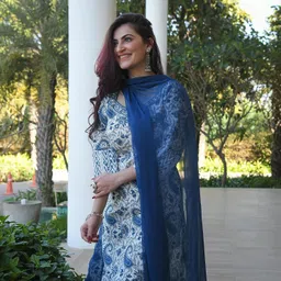 royal export Women Cotton Rayon Kurta Pant Dupatta Set image 5