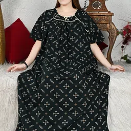 Bindass Female Collection WomenPrinted Pure Cotton Maxi Nightdress Plus Size-picture-30