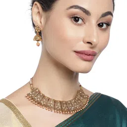 Anouk Gold-Plated Kundan-Studded & Beaded Jewellery Set image 2