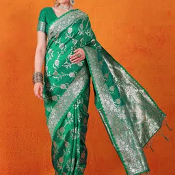 Dori Floral Zari Silk Blend Banarasi Saree-picture-23