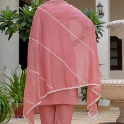 DWIZA ENTERPRISE Women Ethnic Motifs Embroidered Kurta with Palazzos & Dupatta image 5