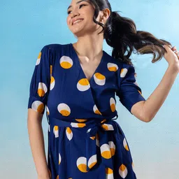 Amarasha Polka Dot Print Puff Sleeve Fit & Flare Midi Dress image 3
