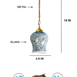 Devansh Multicoloured Glass Traditional Ceiling Lamp image 4