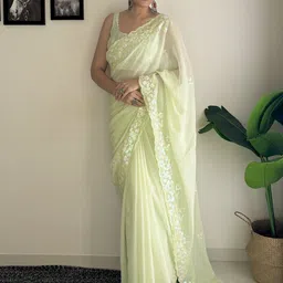 KALINI Embellished Sequinned Poly Georgette Saree image 5