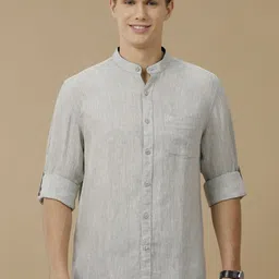 Linen Club Men Contemporary Fit Linen Solid Slim Fit Casual Shirt-image-86