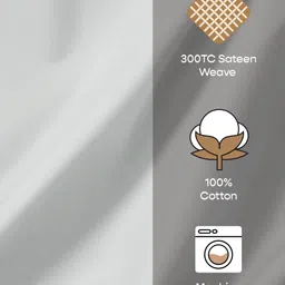 SleepyCat Blue 300 TC Cotton Fitted Queen Bedsheet Set 1.82 m x 1.21 m image 5