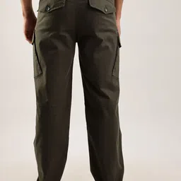 THE BEETEL HOUSE Men Relaxed Fit Heavy Twill Cargos Trousers image 3
