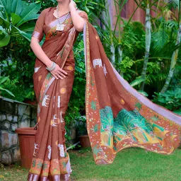Moda Rapido Floral Zari Block Print Saree-picture-26
