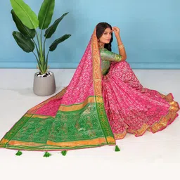 AKSH FASHION Pink Silk Blend Sarees-picture-25