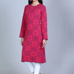 BeriBlu Ethni Motifs Woven Design Round Neck Jacquard Straight Kurta image 4