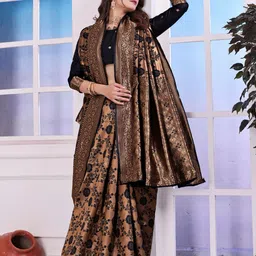 VASTRAAVEDAA Floral Woven Design Zari Jacquard Saree With Blouse Piece image 5