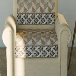 Fashion Throw Beige & White Checked Velvet 2 Piece Sofa Cover-image-68