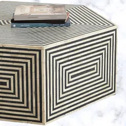 casagold Hexagon Bone Inlay Coffee Table In Grey Finish image 4
