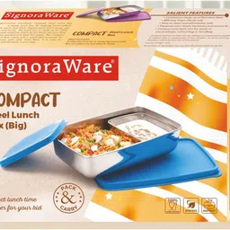 signoraware Leakproof Steel Lunch Box School College Office Food Container Tiffin Carrier 2 Containers Lunch Box image 4