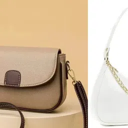a2z creations White, Brown Women Sling Bag Premium Looking Women Sling bag| PU Leather Women Sling bag.-picture-20