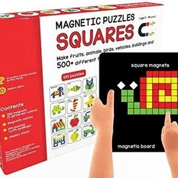 arniyavala SMALL agnetic Puzzles : Squares - includes 250 Colorful Magnets, 100 Puzzle book, Magnetic Board and Display Stand image 1