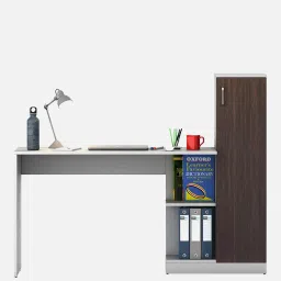 a globia creations Guide Writing Table In Frosty White & Dark Brown Finish image 4