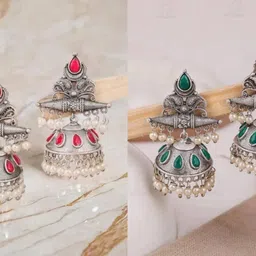 bhanu diam Bestseller Combo Of Earrings Silver Earring Set-picture-40