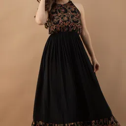 daevish Women A-line Multicolor Maxi/Full Length Dress image 3