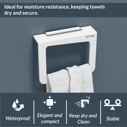 plantex High Grade Acrylic Square Towel Ring / Napkin Ring / Towel Stand Silver Towel Holder Bathroom Accessories for Home White Towel Holder image 5