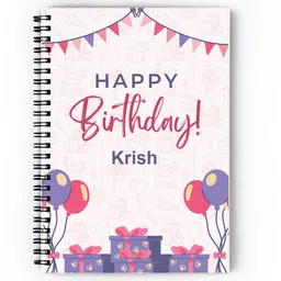 giftuation Krish Happy Birthday Notebook / Gift for Birthday A5 Diary Unruled 140 Pages image 1