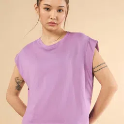 Women Typography Round Neck Pure Cotton Pink T-Shirt-image-53