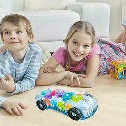 jmv Transparent Racing Car Toy Mechanical Car Battery Operated with Light and Music image 3