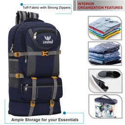 livshine Rucksack For Hiking Trekking And Travel - Unisex Rucksack - 60 L (Blue) Rucksack - 60 L image 5