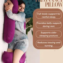 siroki J-Shaped Full Body Maternity Pillow for Sleeping, Support Back HIPS Legs Belly Microfibre Solid Pregnancy Pillow Pack of 1-picture-21