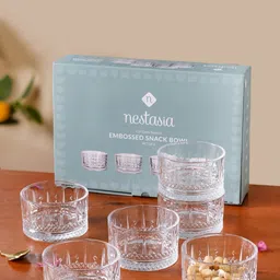 nestasia Glass Serving Bowl Embossed Glass Snack Bowl-picture-26