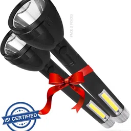 pick ur needs Long Range Led torch Light Rechargeable With 2000mAh Battery ( Pack Of 2) Torch image 1