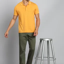 allen solly Men Regular Fit Green Cotton Blend Trousers image 2