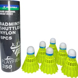 Playfield 350 {Pack of 6} Badminton Shuttlecock Nylon Shuttle - Green-image-54