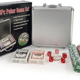Poker Chips Set with Poker Briefcase 2 Decks of Cards-image-13
