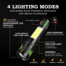 regals choice LED Torch with Zoomable Beam and Side Light 3 hrs Torch Emergency Light image 5