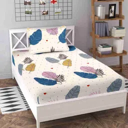 terryfox 260 TC Cotton Single Floral Flat Bedsheet-picture-20